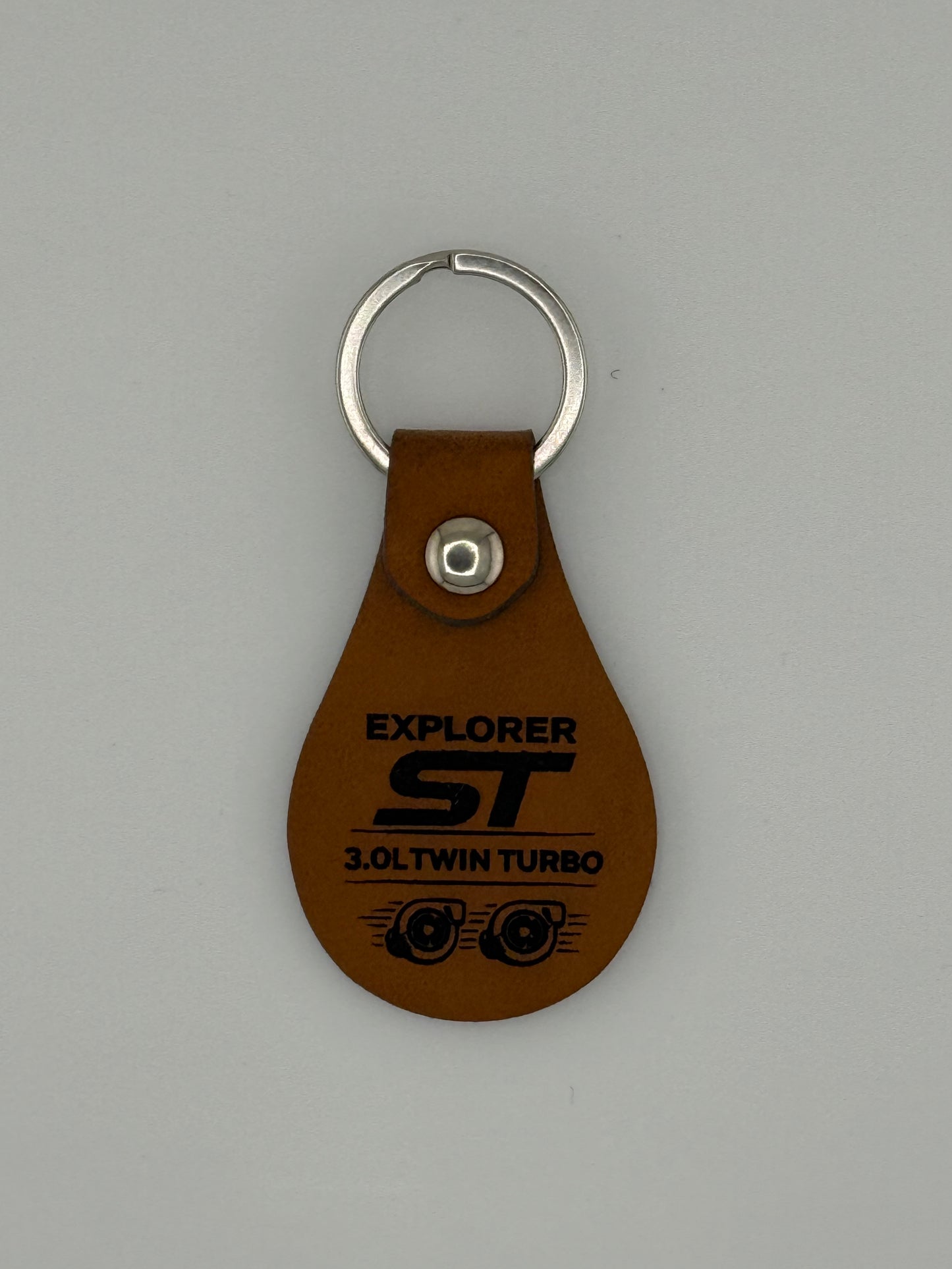 Laser Engraved Explorer ST inspired PU Leather Keychain – Twin Turbo Key Tag