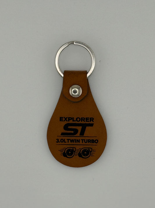 Laser Engraved Explorer ST inspired PU Leather Keychain – Twin Turbo Key Tag