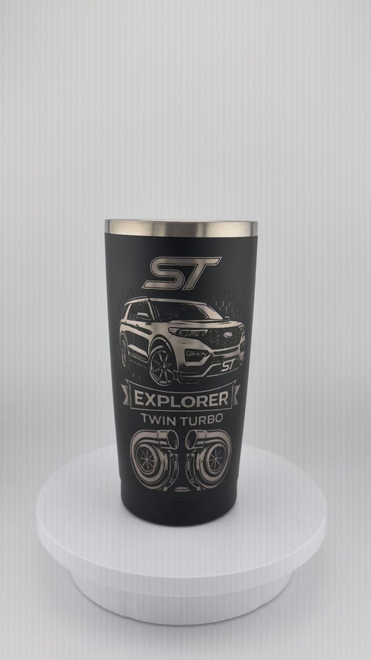 Explorer ST inspired Twin Turbo 20oz Stainless Steel Tumbler – Laser Engraved
